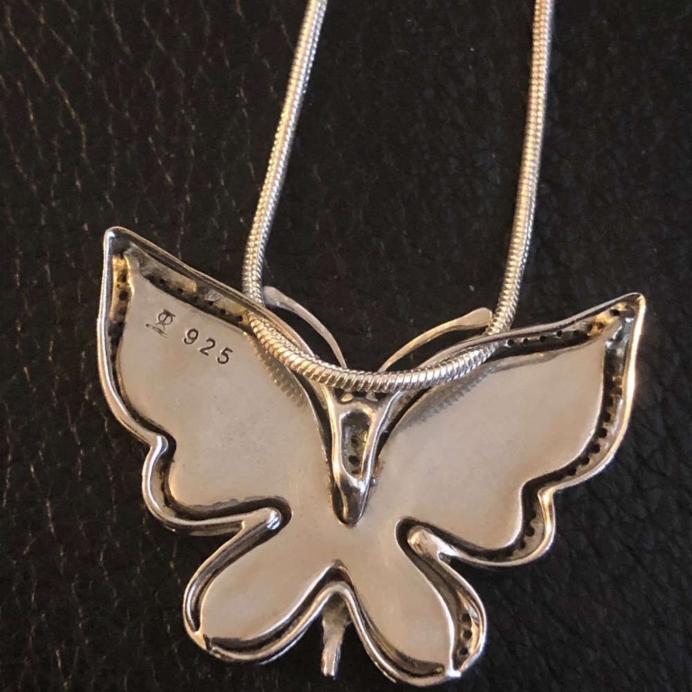 Sterling silver 925 chain & butterfly CZ pendant - Picture 3 of 4